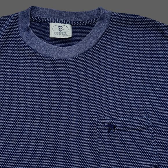 Camel 1996 VTG Knit Tee Blue USA Made Size L Mens RARE 90s Graphic Shirt - Picture 4 of 7